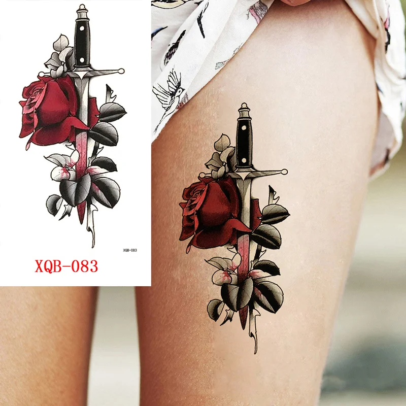 Sdrawing Forest Tattoo Sticker for Men Women Tiger Wolf Death Skull Temporary Tattoo Fake Henna Skeleton King Animal Tatoo Pattern