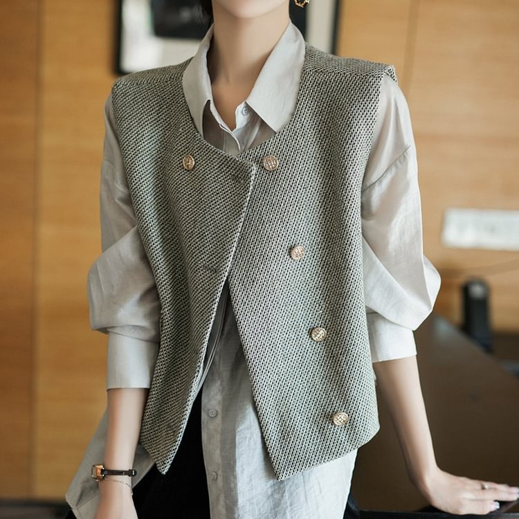 Vintage Sleeveless Buttoned Vests QueenFunky