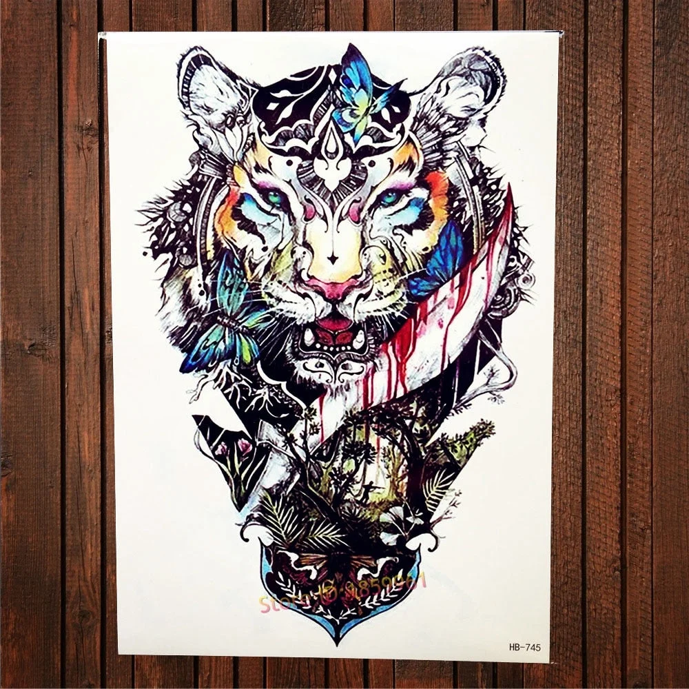 Sexy Leopard Print Tattoo Gold Metallic Wing Design Temporary Tattoo Sticker Women Body Art Waterproof Fake Tatoo Decals AYS-125