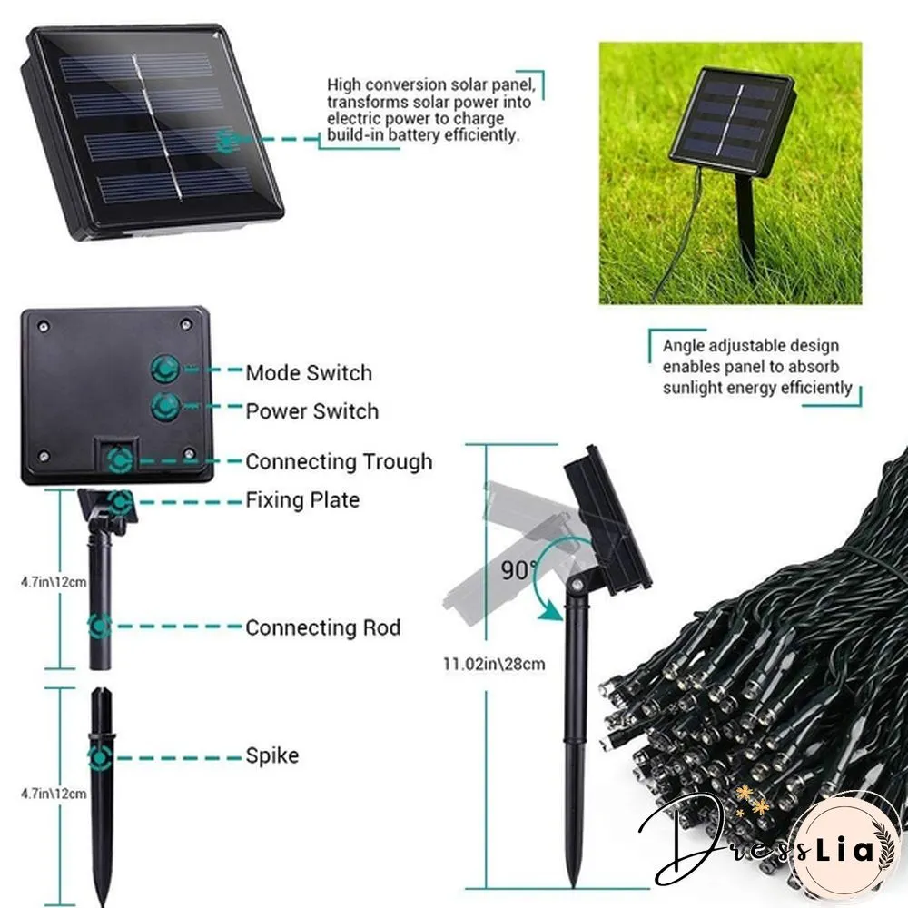 Outdoor Lighting String 200 LED Solar Garden Light Power Lamp Christmas Party for Street