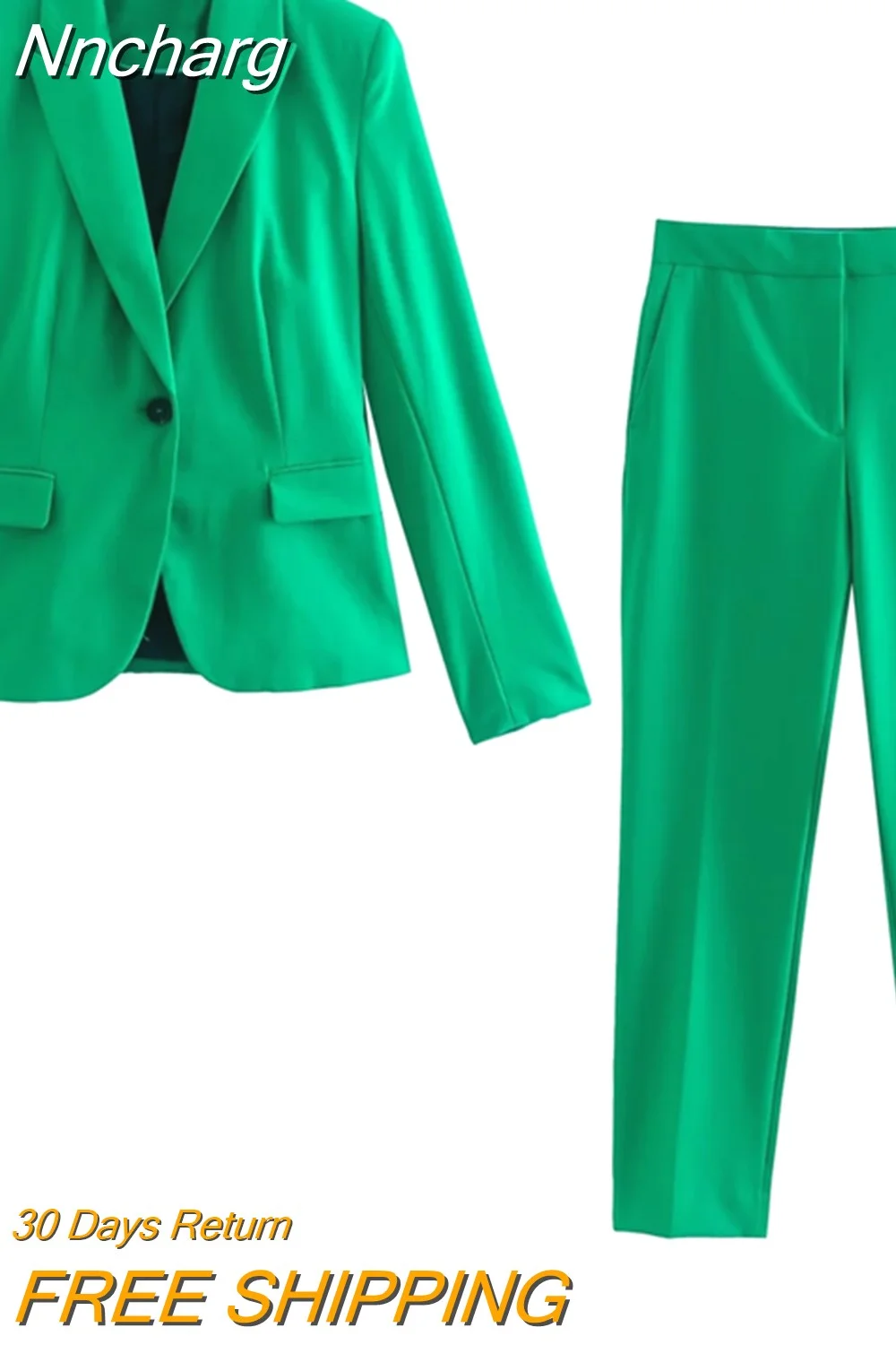 Nncharge women's Blazer Suits Green Set Woman 2 Pieces Office Lady Elegant Trouser Suit Hight Waist Pantsuits Blazer Jacket Autumn