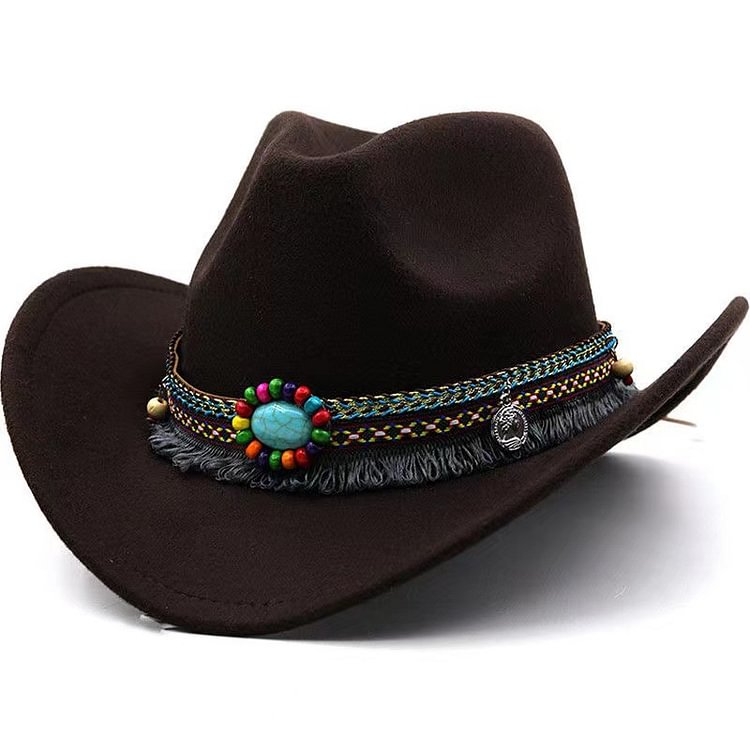 Ethnic Belt Solid Sewing West Cowboy Hats