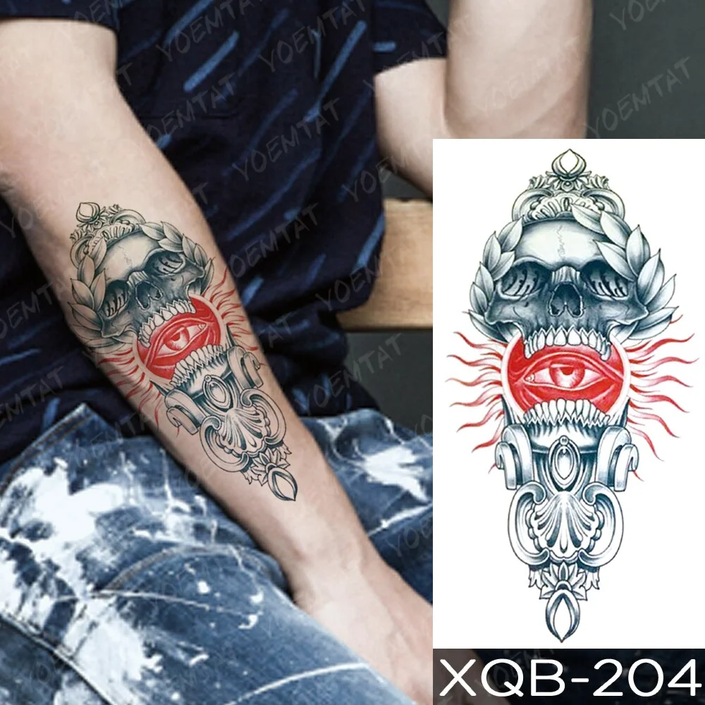 Waterproof Temporary Tattoo Sticker Wolf Tiger Compass Forest Tattoos Moon Bird Skull Body Art Arm Fake Sleeve Tatoo Women Men