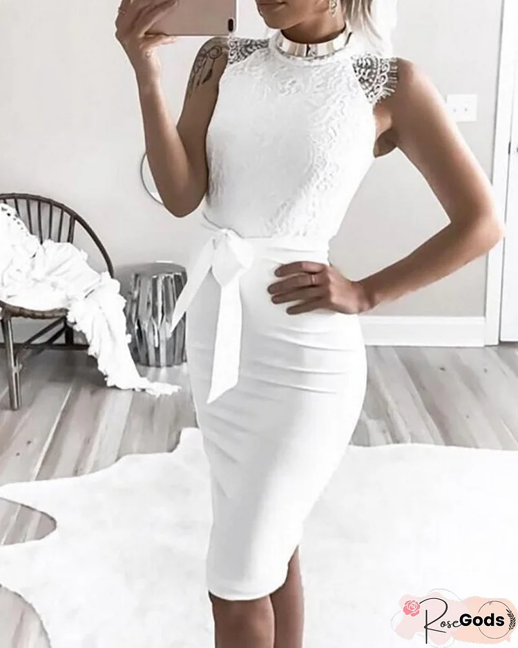 Eyelash Lace Bodice Bodycon Dress