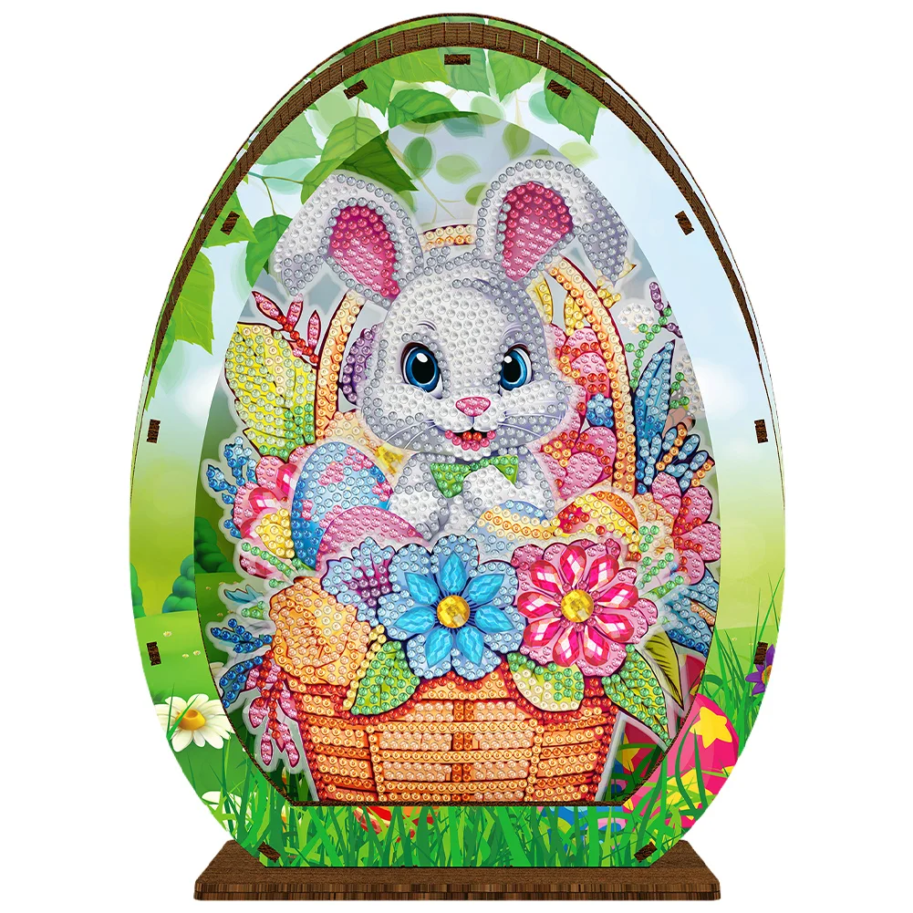DIY Easter Egg Rabbit Special Shaped Wooden Diamond Painting Lamp for Adult Kids