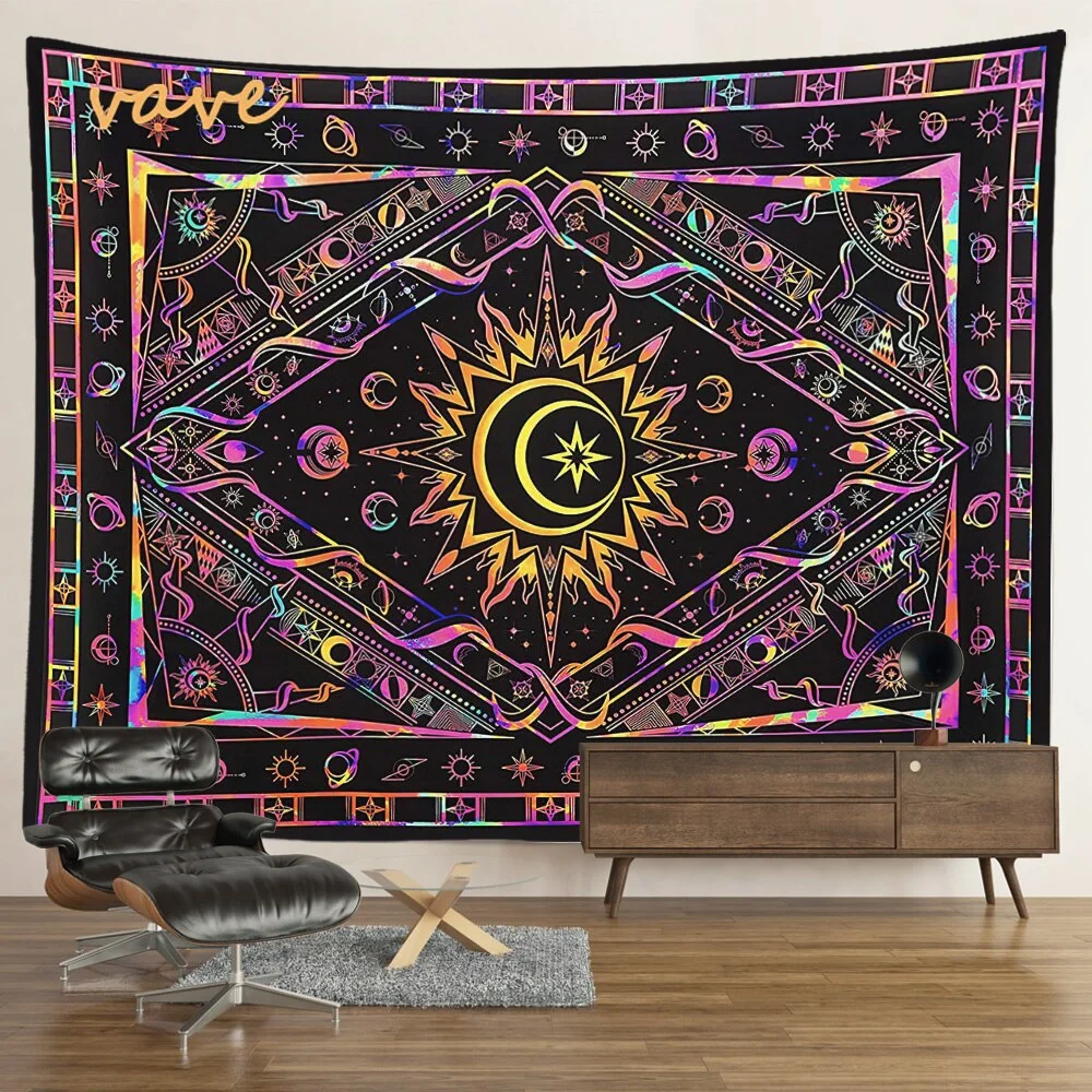 Nigikala Sun Moon Mandala Tapestry Wall Hanging Boho Hippie Witchcraft Astrology Cloth Fabric Tapestry Aesthetic Room Bedroom Decor