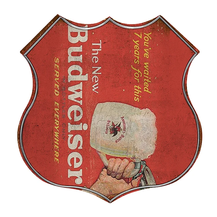 Bière Budweiser - bouclier vintage enseigne en étain - 11.8x11.8inch