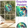 (18.5cm)DIY Acrylic Jigsaw Puzzle Window Hanging with Hanging Chain DIY Stained Glass Decoration Round Window Puzzle Decor for DIY Craft Project (Goldfish)