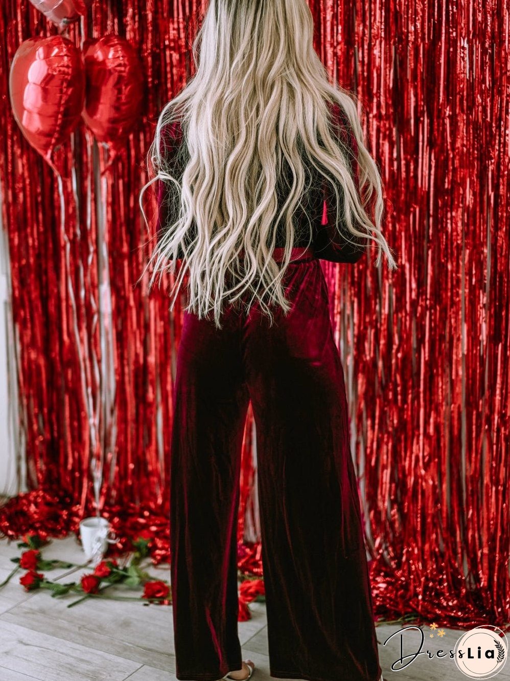 Deep Red Velvet Jumpsuit: Bold Statement
