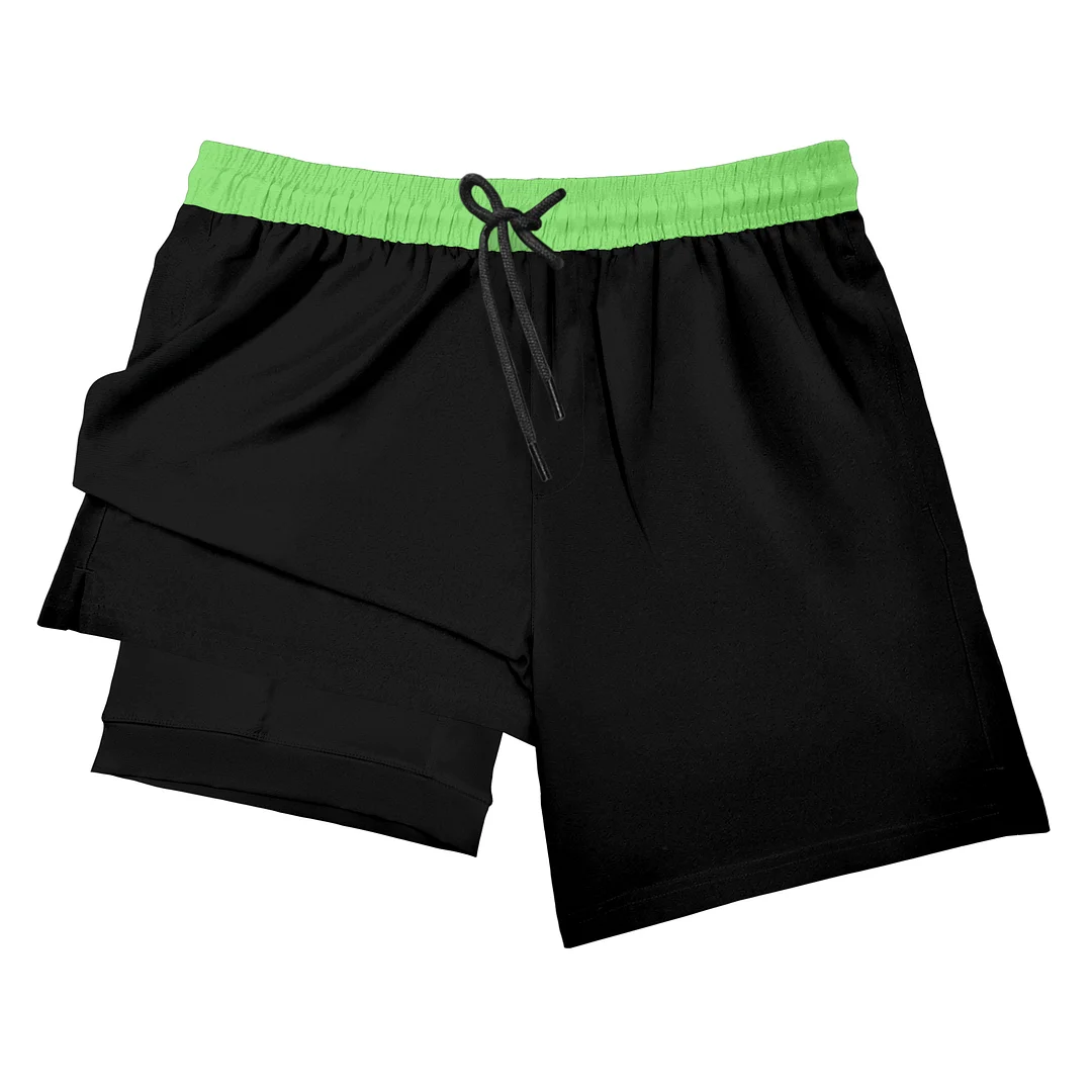 Black with Green (Hybrid Gym/Swim Shorts)