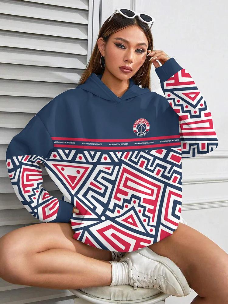 Washington Wizards Printed Hooded Pocket Pullover Hoodie