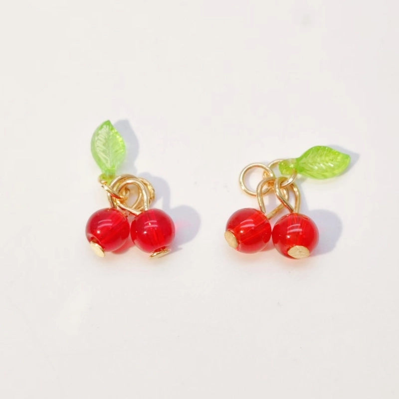 20 Pieces 5 PCS/Package 10 * 15mm Glass Iron Cherry Pendant Jewelry Accessories