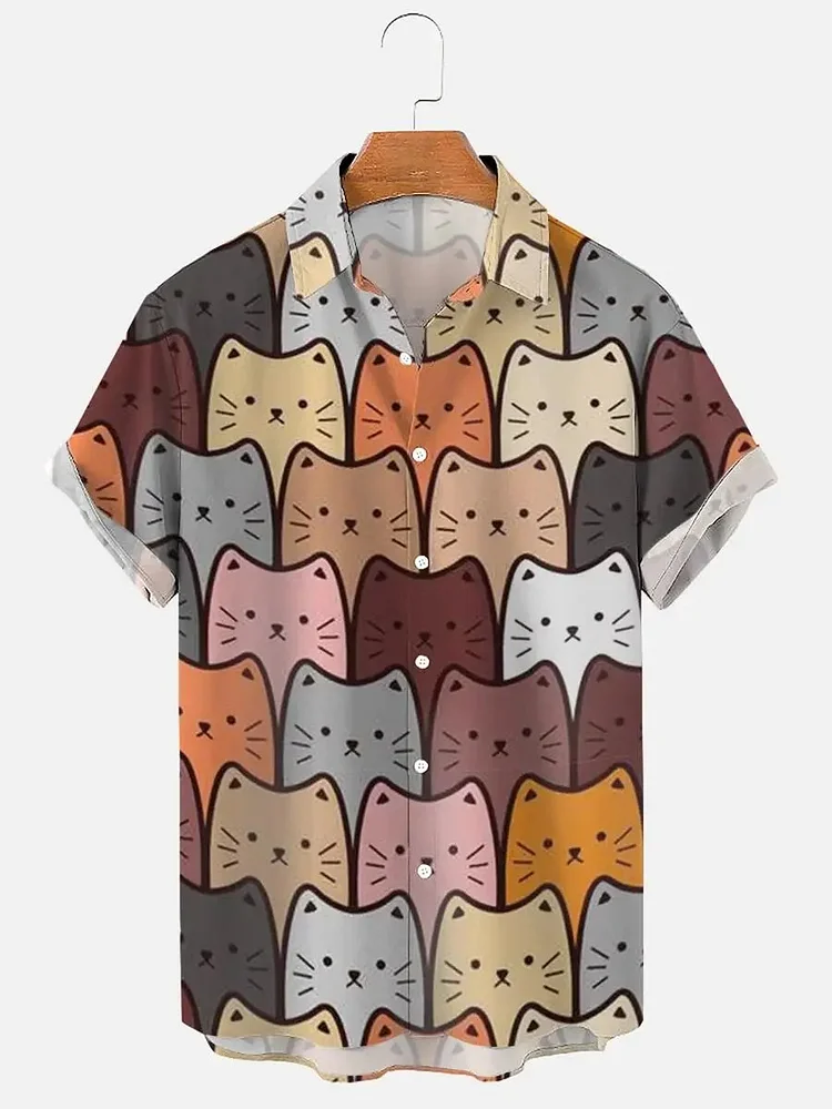 Traceeye Animal Patterns 3D Printed Shirt Man/Women Casual Fashion Short Sleeves Shirts Button Lapel Streetwear Oversized Unisex Clothing