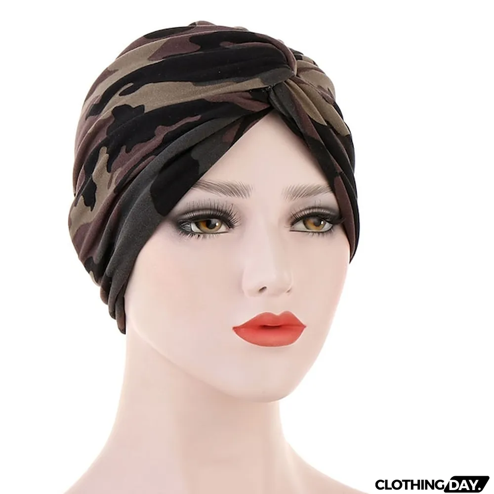 Women Muslim Daily Turban Folding Cross Knotted Hair Scarf Elastic Head Wrap Headwear Bandanas Lady Hair Hats Beanie Hair Loss Accessories