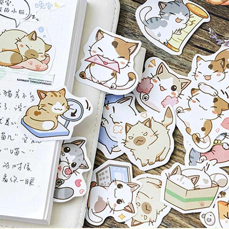 45 Pcs/box My Cat Decorative Stickers Adhesive Scrapbooking Sticker DIY Decoration Diary Korea Stationery Stickers Children Gift