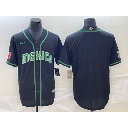 Men's Mexico Baseball Blank 2023 Black World Baseball With Patch Classic Stitched Jersey HO73