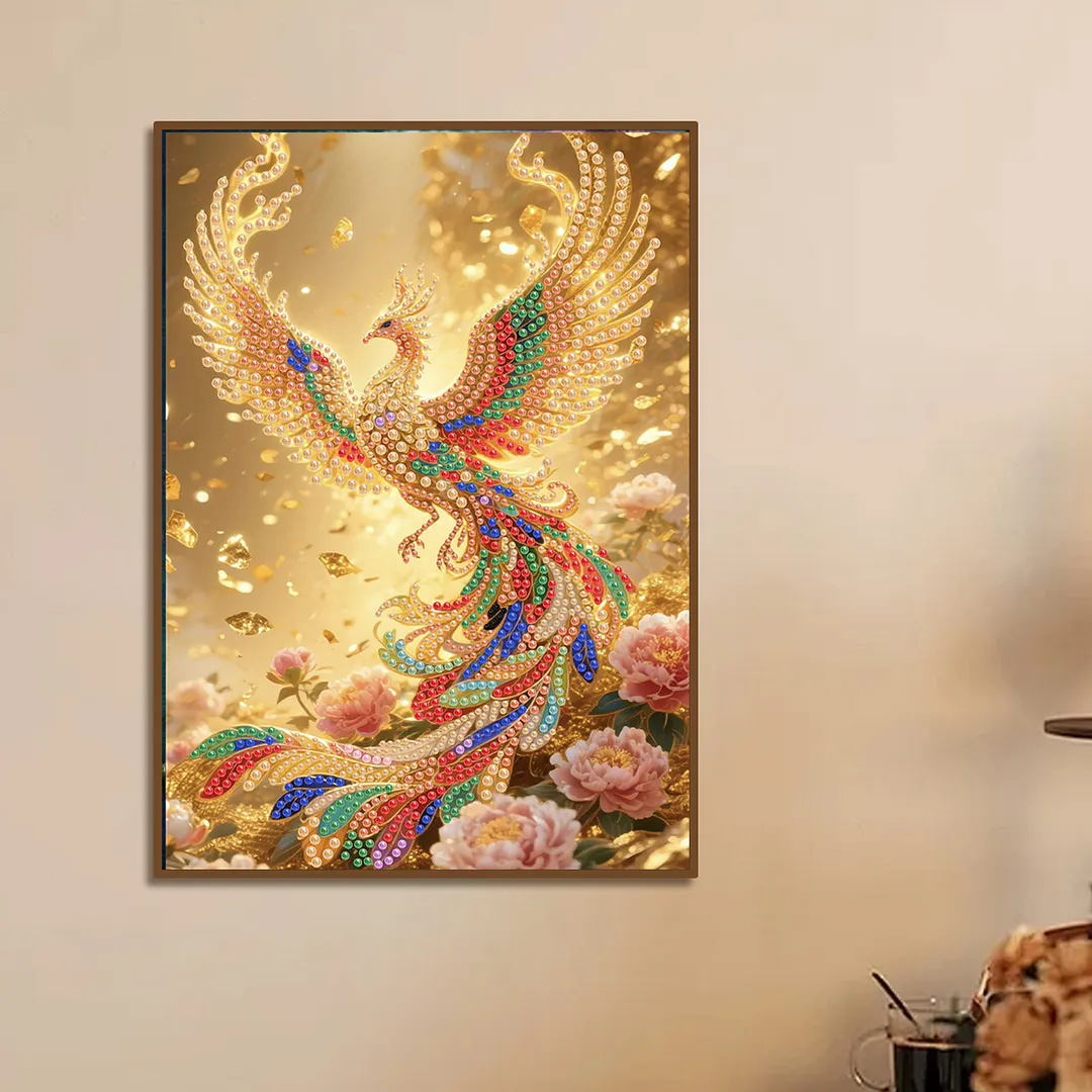 Pearl Painting Kit for Adults Golden Phoenix 11.81x15.75in