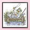 Fishing - 14CT Stamped Cross Stitch 17*17cm/6.69*6.69in(Brand)