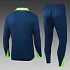 2025 Brazil Half-Pull Training Suit Royal Blue Football Shirt 1:1 Thai Quality Set