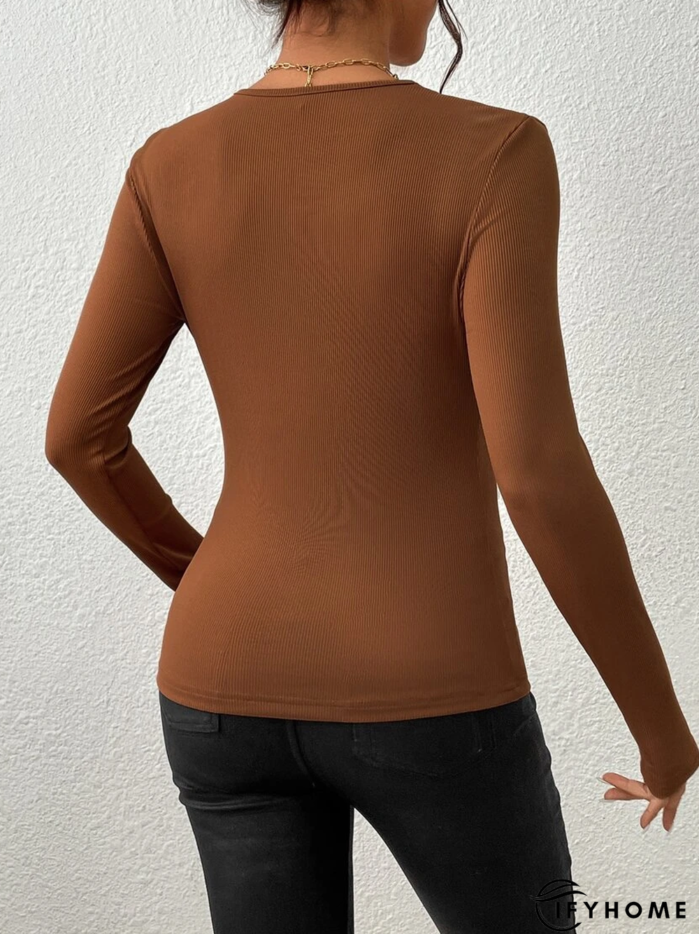 Plain Casual V Neck Top | IFYHOME