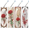 (US Only)4Pcs Feather DIY Irregular Shaped Diamonds Diamond Art Bookmark for Book Lovers