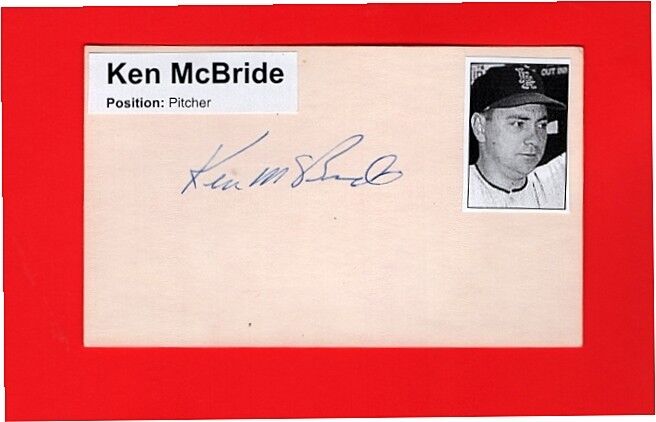 1962 KEN McBRIDE-LA ANGELS AUTOGRAPHED 3X5 CARD W/Photo Poster painting