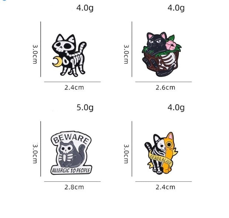 Cute Cat Skull Alloy Unisex Brooches