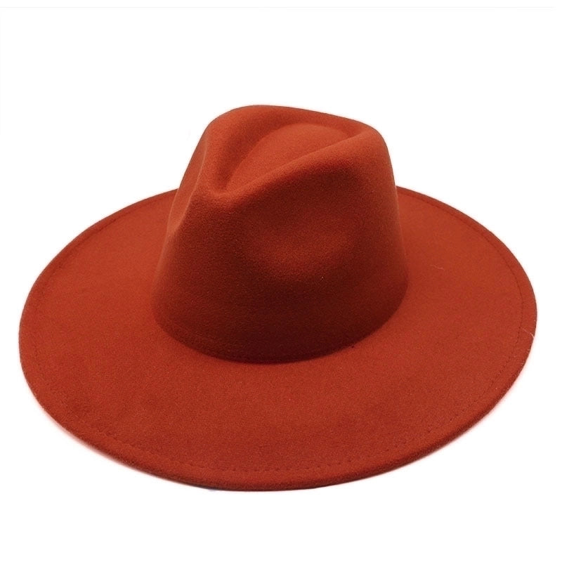 Unisex Elegant Solid Color Big Eaves Flat Eaves Fedora Hat