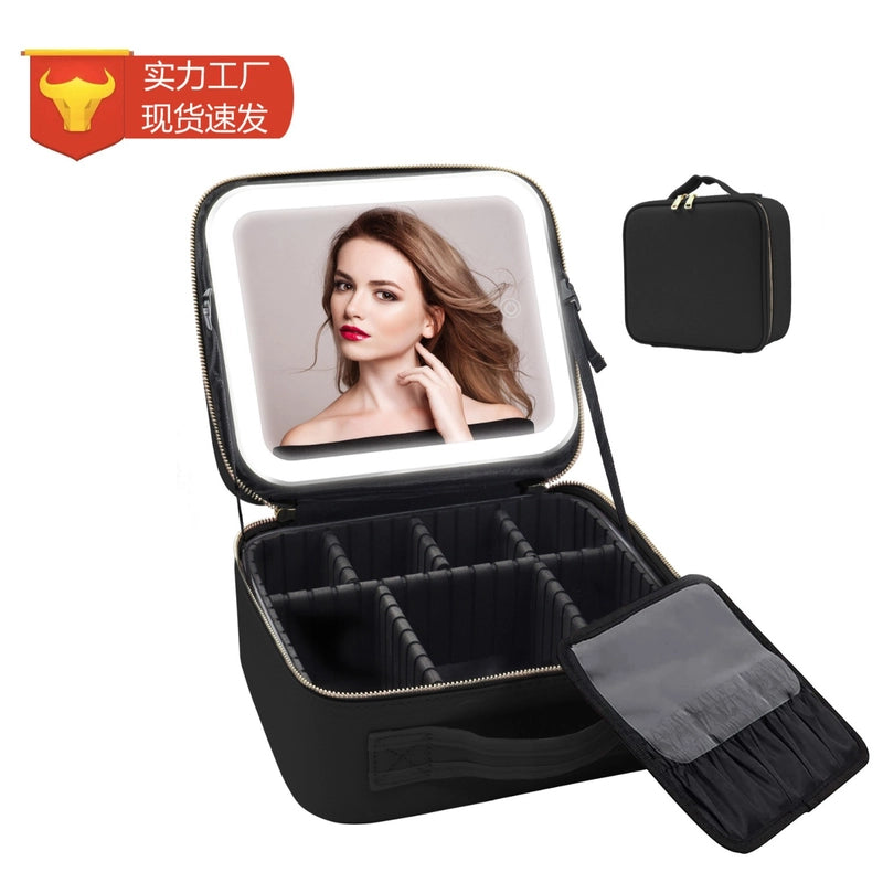 Classic Style Solid Color Pu Leather Square Makeup Bags
