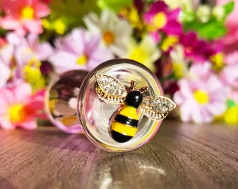 pornhint Pornhint Cute Honeybee Glass Butt Plug, Pink Clear Glass Anal Plug, Sex toy for Valentine's Day