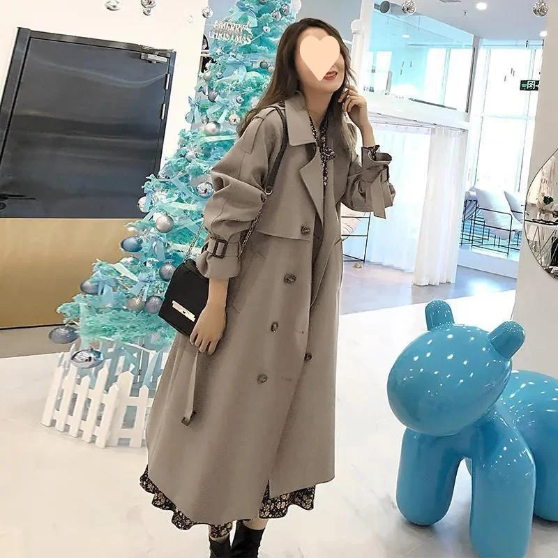 Woherb This Year Popular Windbreaker 2024 New Spring Dress Fall Feeling In The Long Coat Female Over The Knee Temperament Goddess Fan Ying Lun Wind-Outfit Ideas