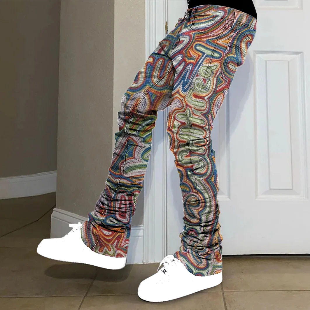 Trendy brand artistic printed casual trousers