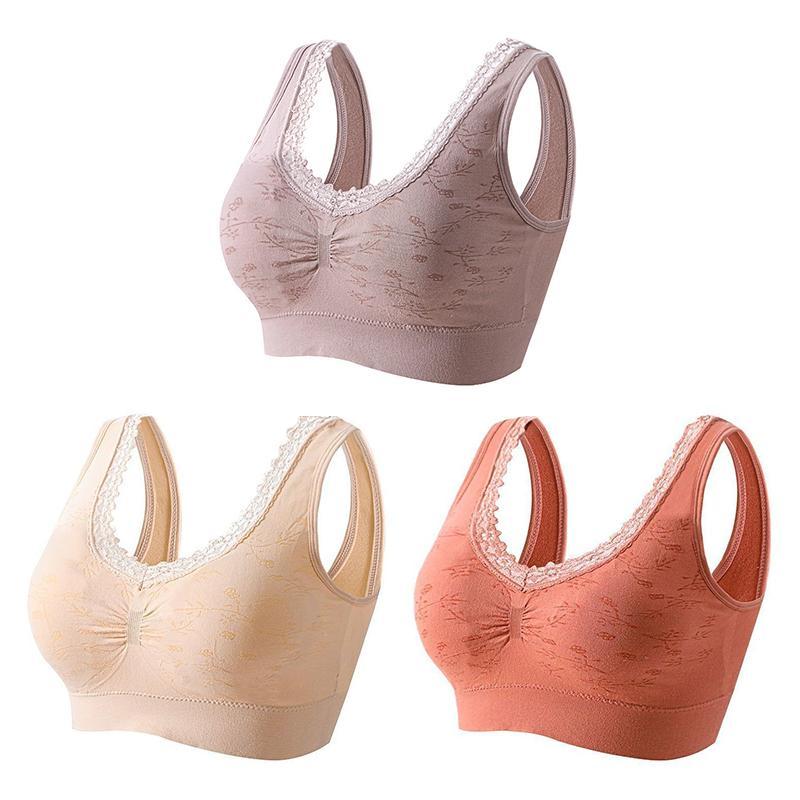  thdmladies Lace Elastic Soft Bra 3PCS thedmladies