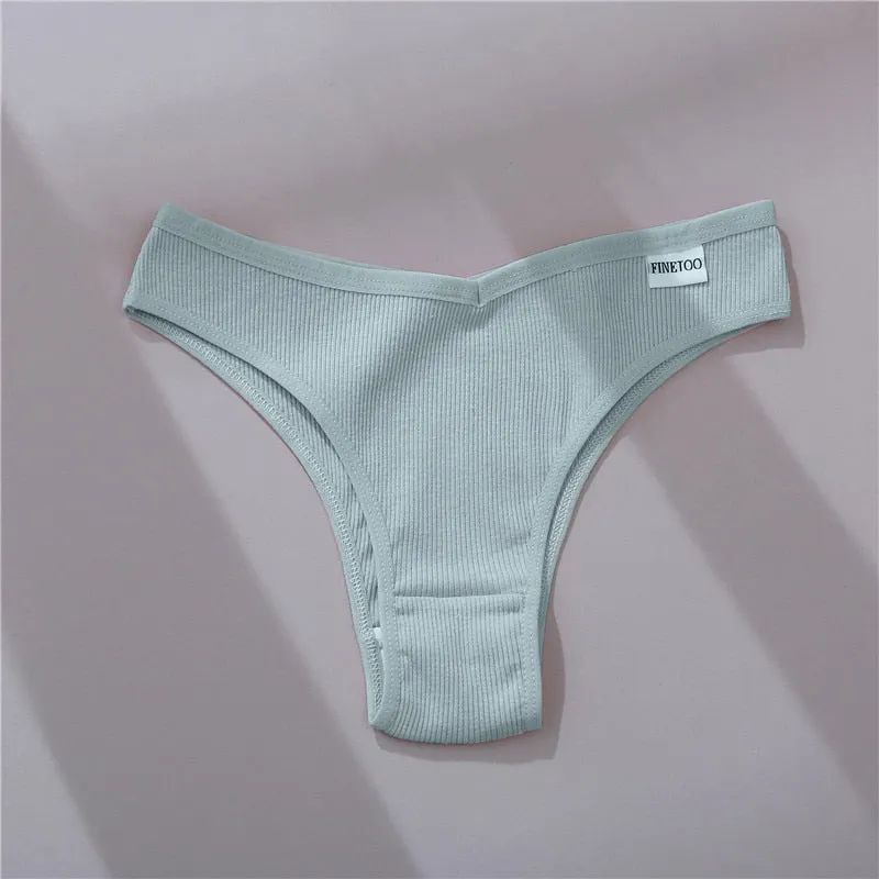 FINETOO Cotton Panties Women Solid Color Underpants M-XL Soft Briefs Girls Striped Underwear Comfortable Panties Female Lingerie
