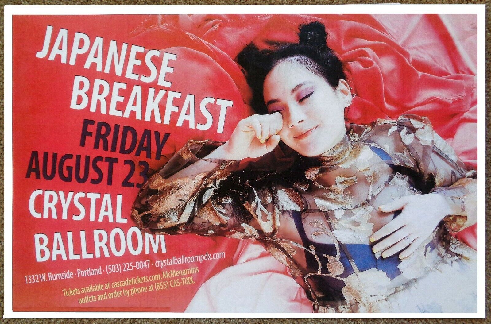 JAPANESE BREAKFAST 2019 Gig POSTER Portland Oregon Concert Michelle Zauner