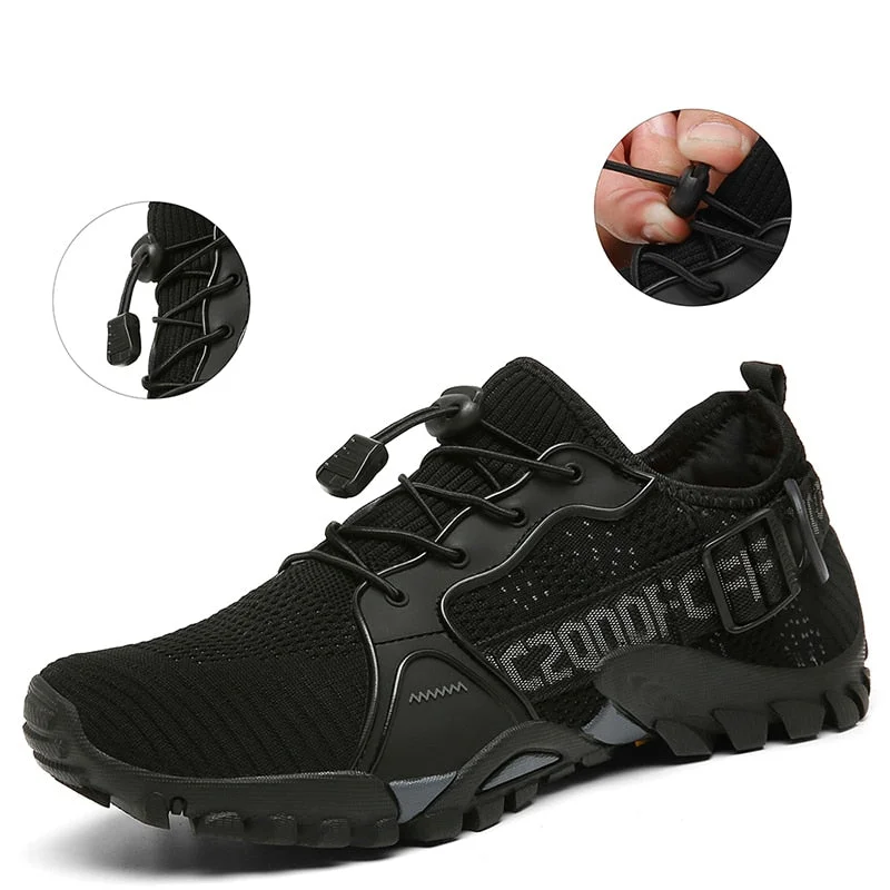 school supplies  New Trekking Mountain Shoes Men Outdoor Athletic Shoes Wearable Sports Upstream Shoes For Man Light Elastic Band Trainers
