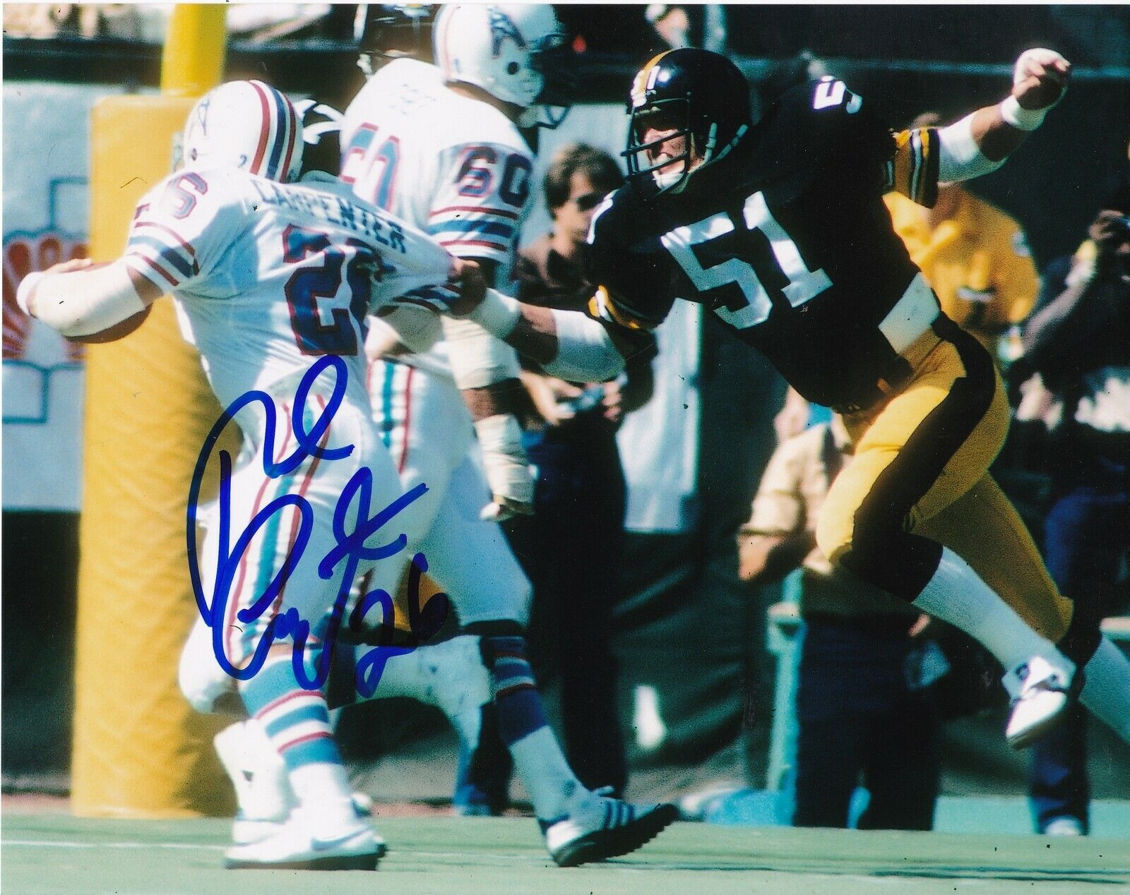 ROB CARPENTER HOUSTON OILERS ACTION SIGNED 8x10