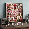 Framed Diamond Painting - Special Shaped - Love Flowers Bird (25x25cm)