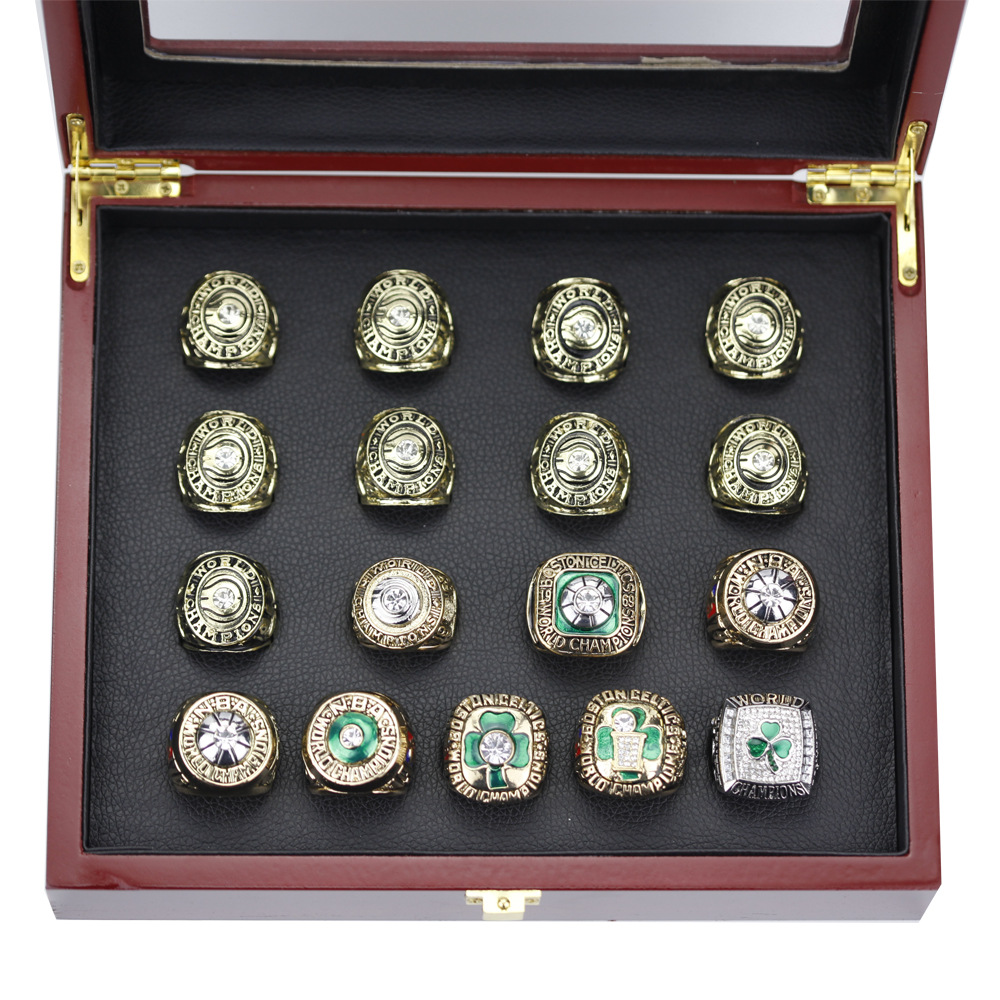 17 NBA Boston Celtics Championship Ring Set + Wood Box