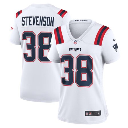 Women's New England Patriots #38 Rhamondre Stevenson  White Game Player Jersey