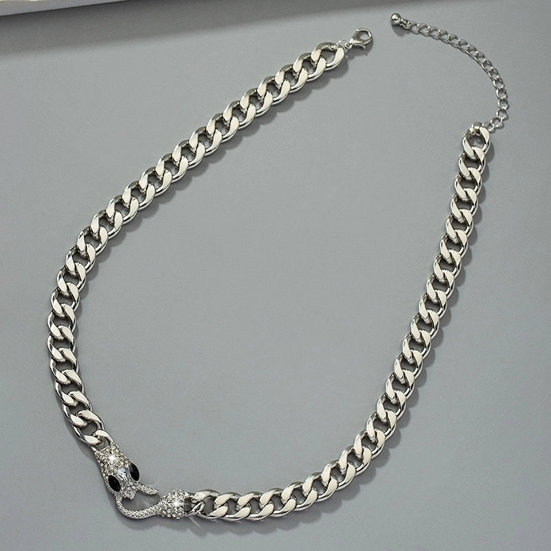 Gothic Retro Vintage Style Snake Alloy Plating Inlay Artificial Rhinestones 14k Gold Plated White Gold Plated Men's Choker Choker