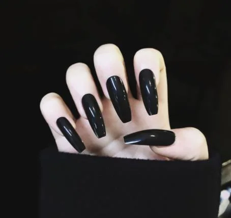 24pcs/Set Long Coffin Fake Nails European White Black Nail Decoration Ballerina Full Nail Art Tips Artificial Press on Nails-Nail Inspo