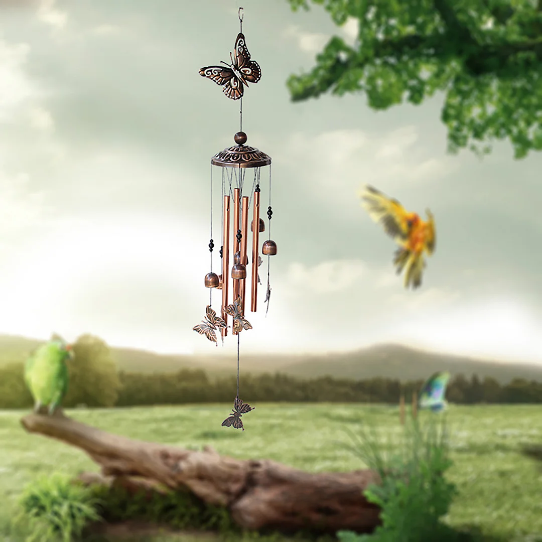 Animal Wind Chime Outdoor, Wind Bell Tubes, for Garden, Yard (Butterfly)