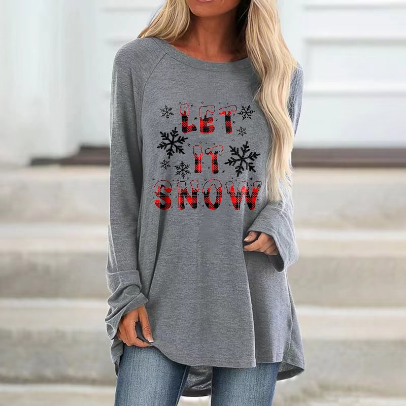 Let It Snow Printed Casual Women's T-shirt