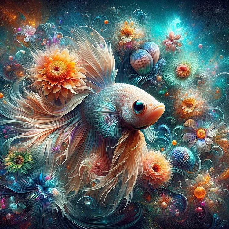 Betta In The Sea Of Flowers 30*30CM (Canvas) Full Square Drill Diamond Painting gbfke