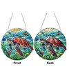 (Upgrade Size)DIY Diamond Painting Double Sided Effect Stained Glass Panel Decorative Home Garden Decoration Hanging Kit(Turtle)