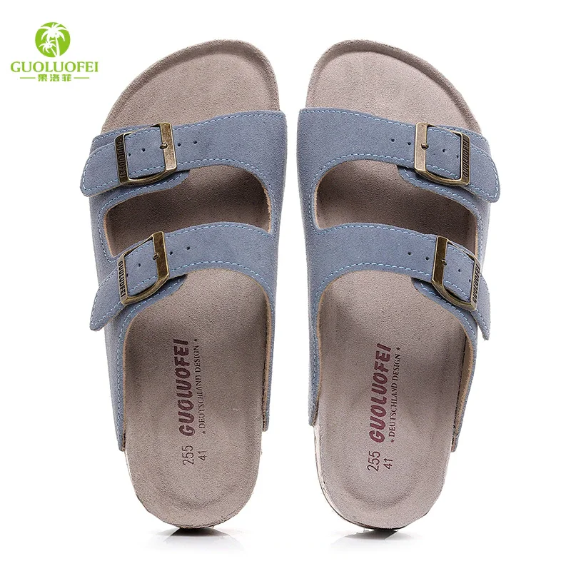 Canrulo Summer Men's Mule Clogs Slippers High Quality Classic Two Buckle Cork Slides Sandals Footwear For Men Women Unisex 35-46