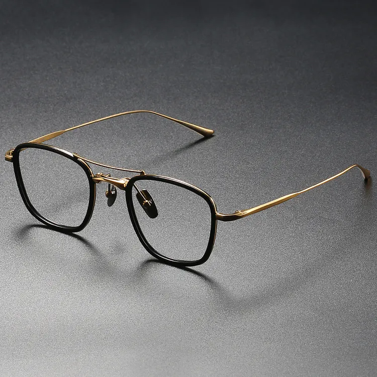 Japanese Design Pure Titanium Glasses Frame Men Double-Beam