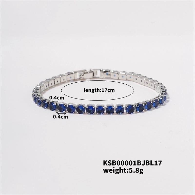 Hip-Hop Solid Color Copper Inlay Zircon K Gold Plated Rhodium Plated Unisex Tennis Bracelet