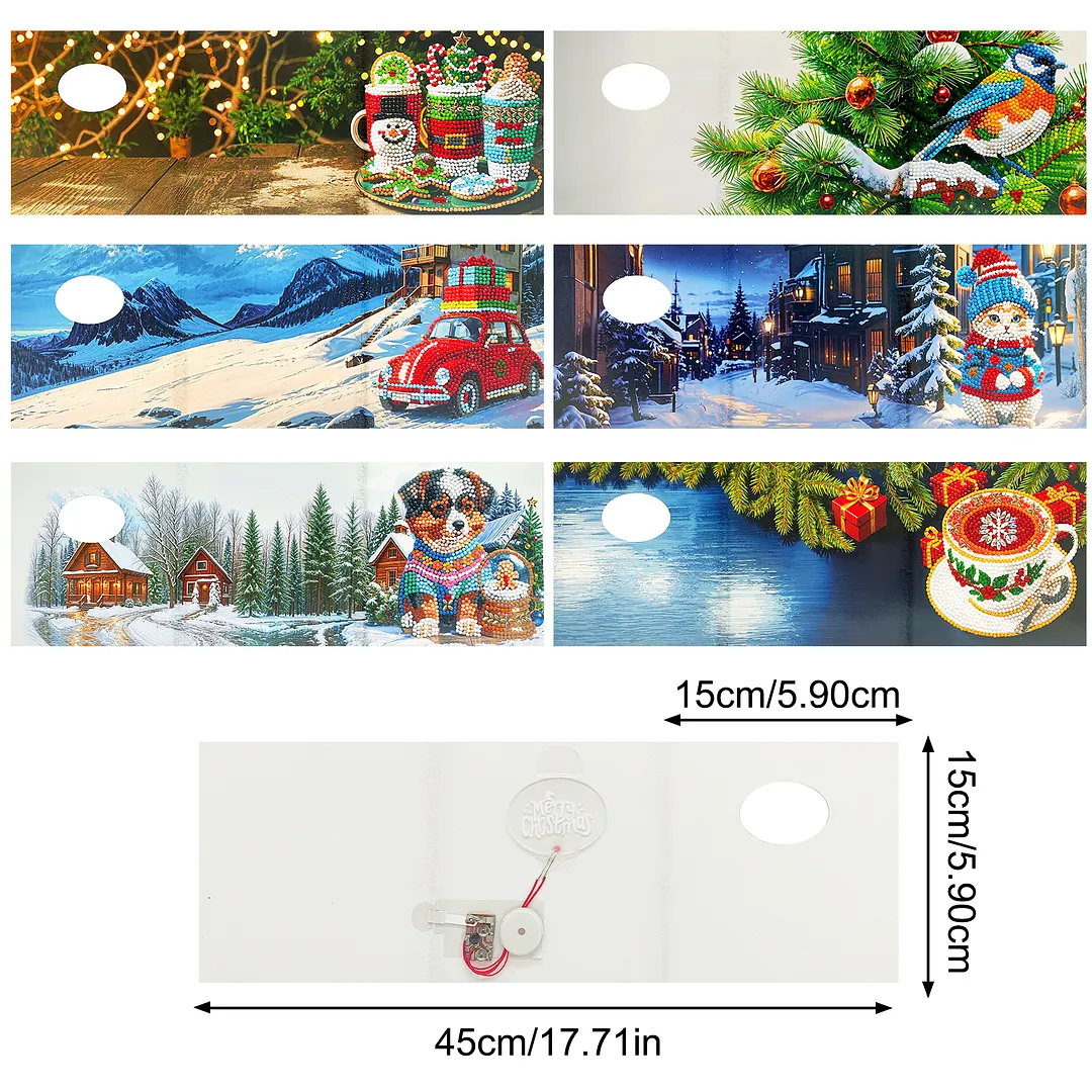 6pcs Winter Christmas DIY Diamond Painting Greeting Card Kits with Envelopes Diamond Art Greeting Cards Diamond Art Cards Kits for Adults DIY Crafts Family Friend Gifts
